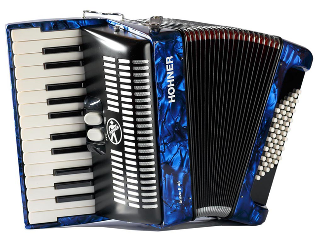 ACORDEON CROMATICO HOHNER BRAVO II, 26 TECLAS, 48 BAJOS, AZUL, CON FUNDA A16542