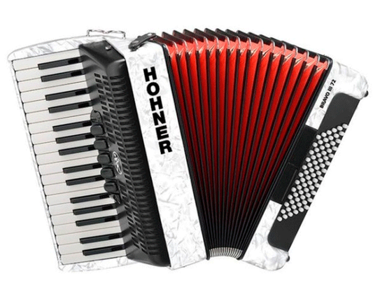 ACORDEON CROMATICO HOHNER BRAVO III, 34 TECLAS, 72 BAJOS, BLANCO CON FUNDA A16612