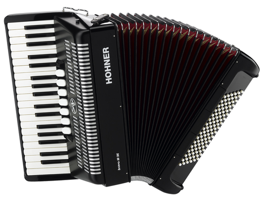 ACORDEON CROMATICO HOHNER BRAVO III, 37 TECLAS, 96 BAJOS, NEGRO CON FUNDA A16722
