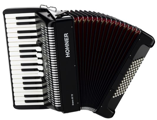 ACORDEON CROMATICO HOHNER BRAVO III, 34 TECLAS, 72 BAJOS, NEGRO CON FUNDA A16622