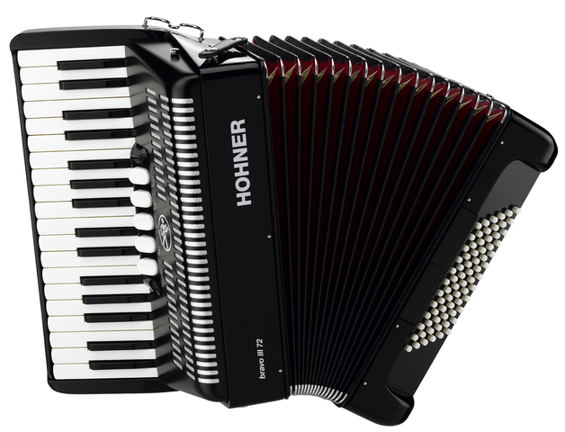 ACORDEON CROMATICO HOHNER BRAVO III, 34 TECLAS, 72 BAJOS, NEGRO CON FUNDA A16622