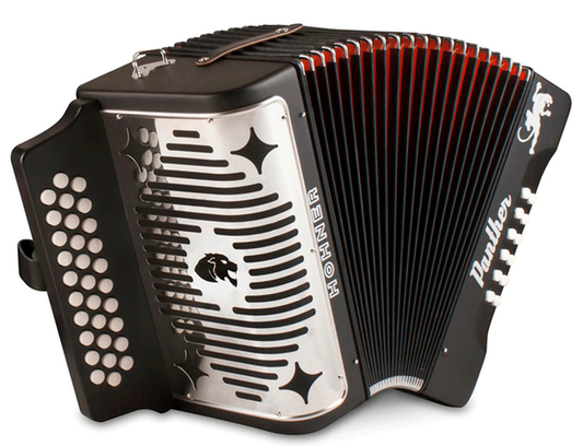 ACORDEON DIATONICO HOHNER ''PANTHER'' FA-SIB-MIB, 31 BOTONES Y 12 BAJOS, NEGRO MATE A4840