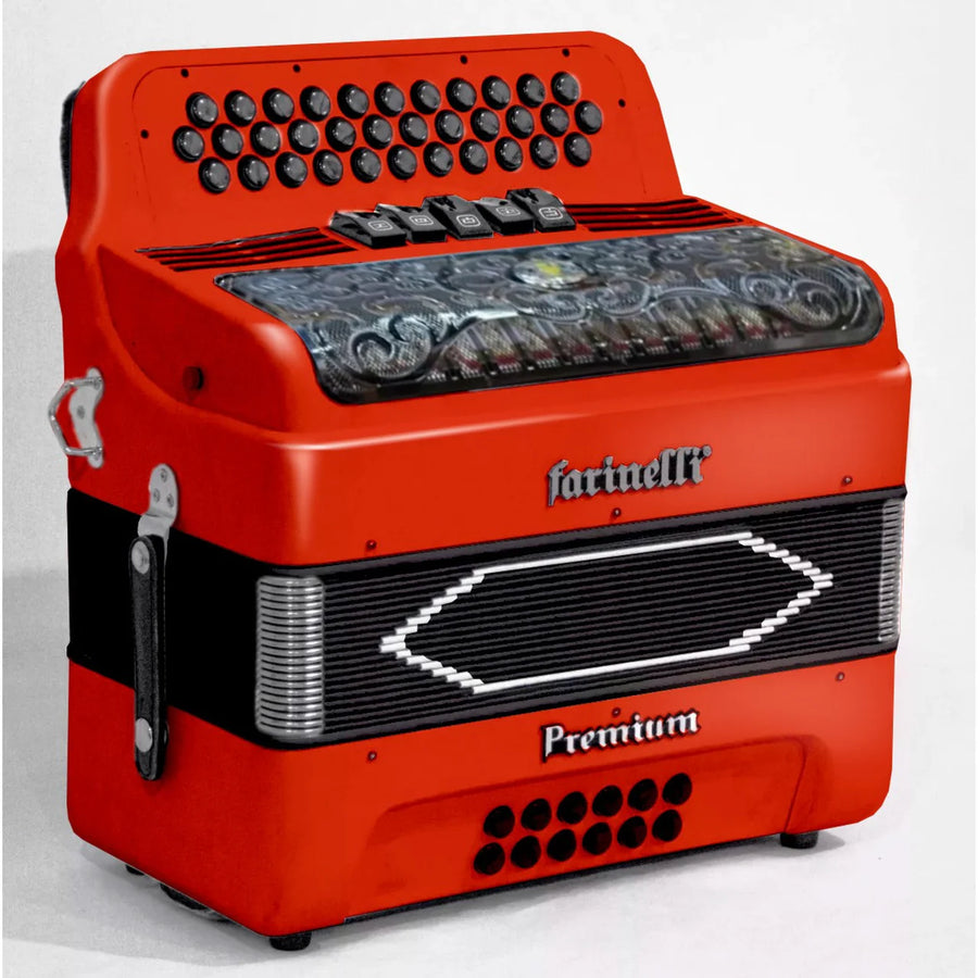 ACORDEON BOTONES SOL ROJO MATE 5 REGS FARINELLI PREMIUM 3412R5HG