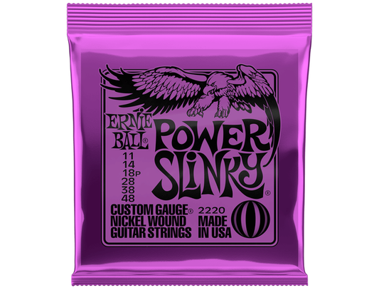 ENCORDADURA ERNIE BALL ''POWER SLINKY'' PARA GUITARRA ELECTRICA, NIQUEL, 0.011-0.048 2220