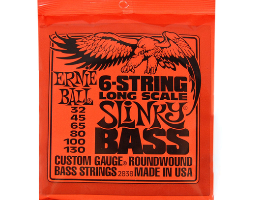 ENCORDADURA ERNIE BALL ''HYBRID SLINKY'' PARA BAJO ELECTRICO, COATED, 6 CUERDAS, 032-130 2838