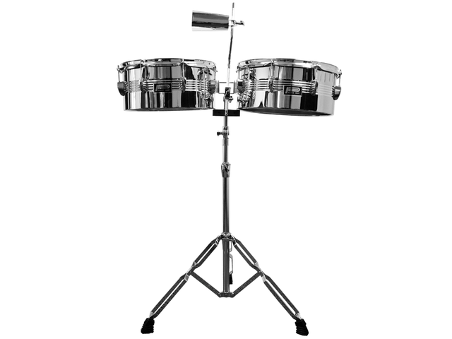 TIMBALES POWER BEAT 14'' & 15'', CROMADOS CON ATRIL JBTBS1514