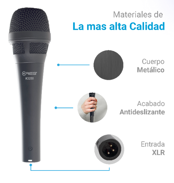 Microfono Dinamico Profesional Krieg de Voz K3250