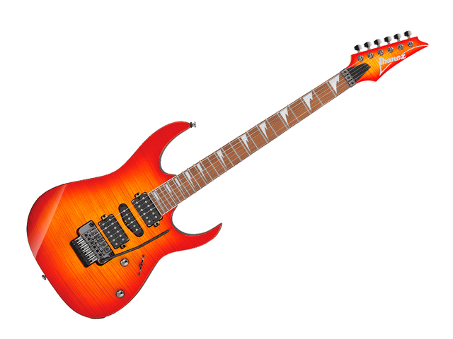 GUITARRA ELECTRICA IBANEZ ''RG'' ENTINTADO ANARANJADO/SOMBREADO ROJO RG470DXFM-CS