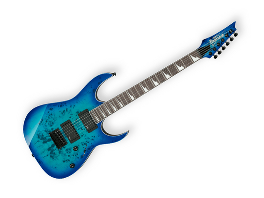 GUITARRA ELECTRICA IBANEZ ''GIO RG'' AZUL TRANSPARENTE/SOMBREADO AZUL GRGR221PA-AQB