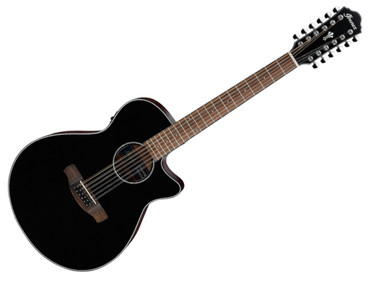 GUITARRA ELECTROACUSTICA IBANEZ DE 12 CUERDAS NEGRA AEG5012-BKH