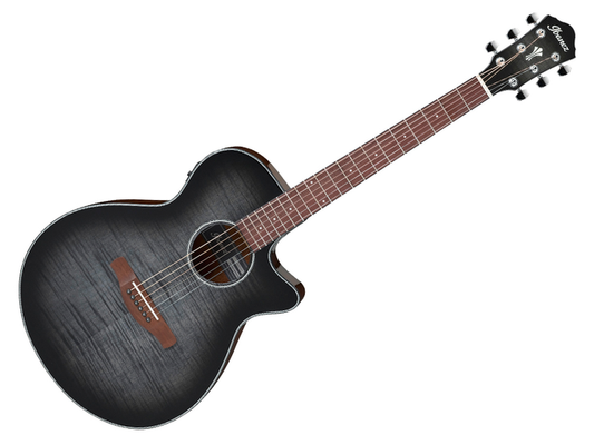 GUITARRA ELECTROACUSTICA IBANEZ NEGRO TRANSPARENTE SOMBREADO AEG70-TCH