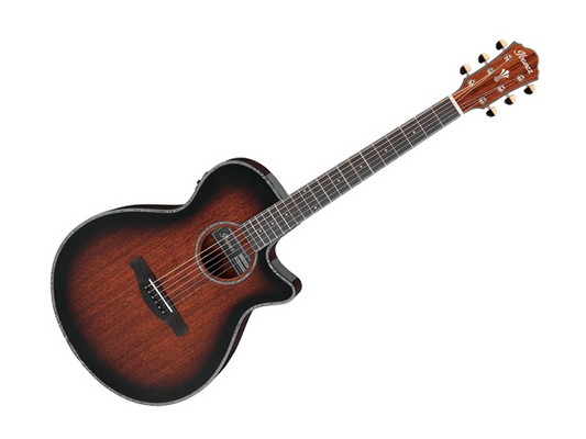 GUITARRA ELECTROACUSTICA IBANEZ ''AEG'' SAPELE CAOBA/SOMBREADO NEGRO AEG74-MHS
