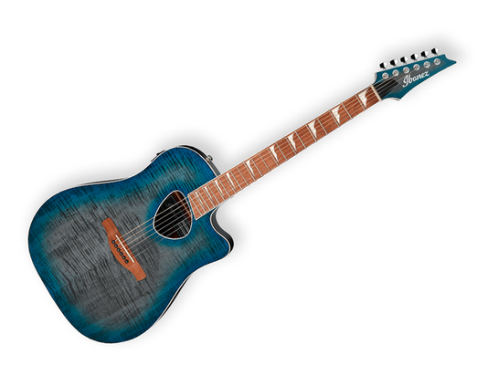 GUITARRA ELECTROACUSTICA IBANEZ ''ALTSTAR'' GRIS TRANSPARENTE/SOMBREADO AZUL ALT30FM-BDB