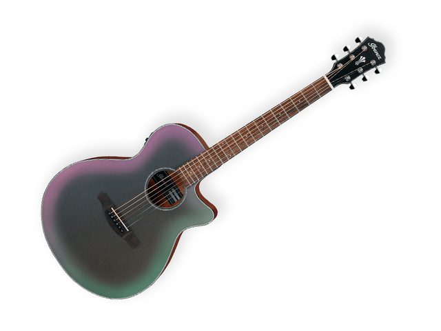 GUITARRA ELECTROACUSTICA IBANEZ NEGRO MATE/SOMBREADO VERDE/MORADO AEG50-BAM