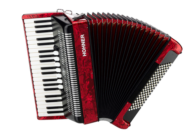 ACORDEON CROMATICO HOHNER BRAVO III, 37 TECLAS, 96 BAJOS, ROJO CON FUNDA A16732