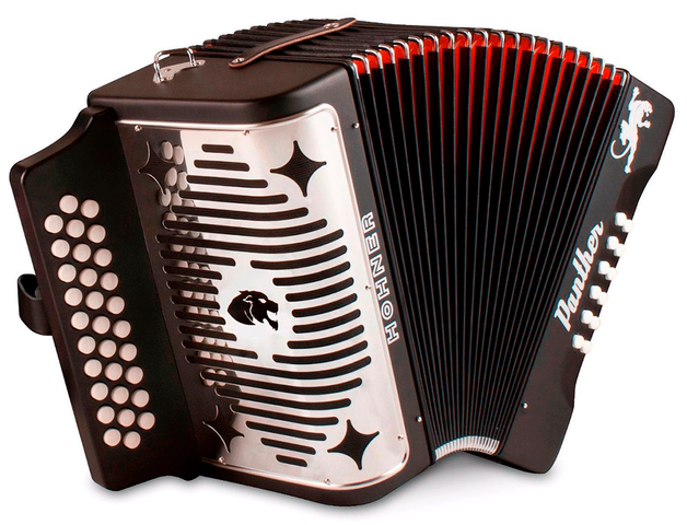 ACORDEON DIATONICO HOHNER ''PANTHER'' SOL-DO-FA, 31 BOTONES Y 12 BAJOS, NEGRO MATE A4800