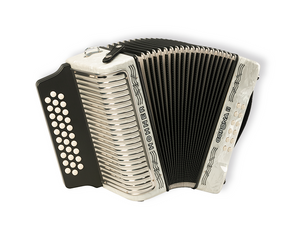ACORDEON DIATONICO HOHNER ''CORONA II'' FA-SIB-MIB,31 BOTONES Y 12 BAJOS,BLANCO CON FUNDA A5642