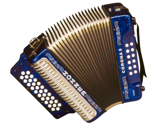 ACORDEON DIATONICO HOHNER ''CORONA II'' FA-SIB-MIB,31 BOTONES Y 12 BAJOS,AZUL CON FUNDA A5644