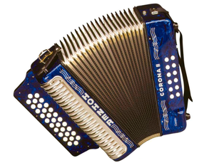 ACORDEON DIATONICO HOHNER ''CORONA II'' FA-SIB-MIB,31 BOTONES Y 12 BAJOS,AZUL CON FUNDA A5644