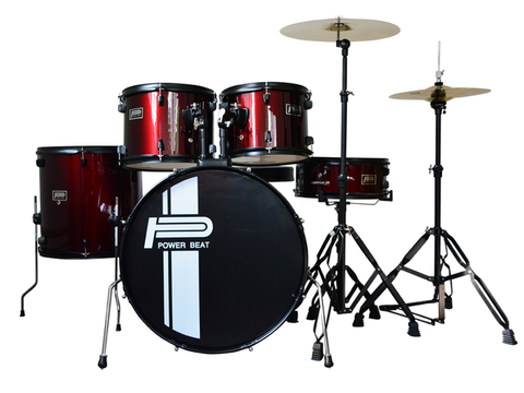 BATERIA POWER BEAT DE 5 PZAS., VINO CON ATRILES, ASIENTO Y PLATILLOS JBP1601A-WR