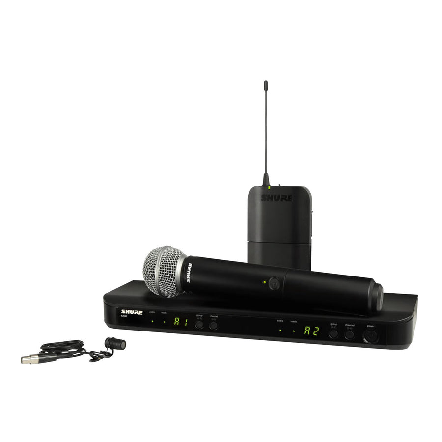SHURE BLX1288/W85L Sistema inalambrico doble con microfono de mano y solapa BLX1288/W85-J11