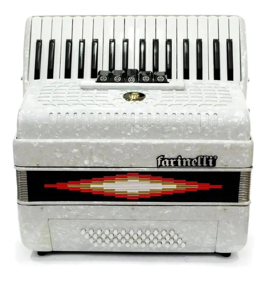 ACORDEON TECLAS BLANCO 34 TECLAS 48 BAJOS 5 REGS FARINELLI 1307W