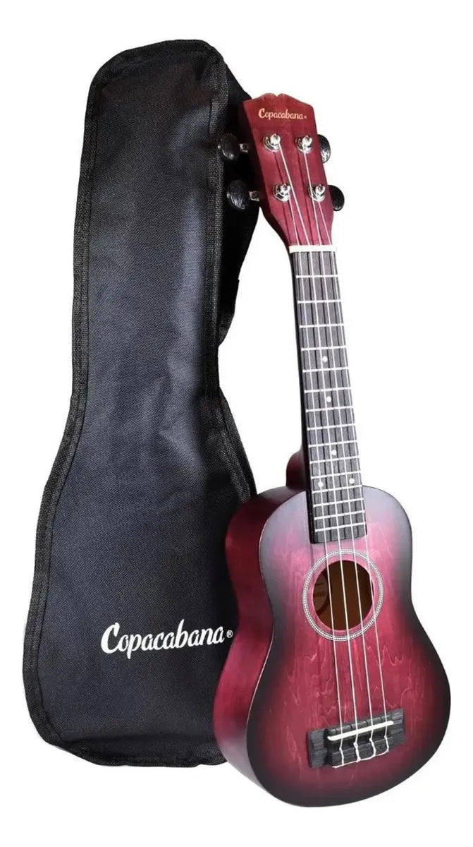 UKULELE SOPRANO ROJO SOMBREADO CON FUNDA COPACABANA CPUK057