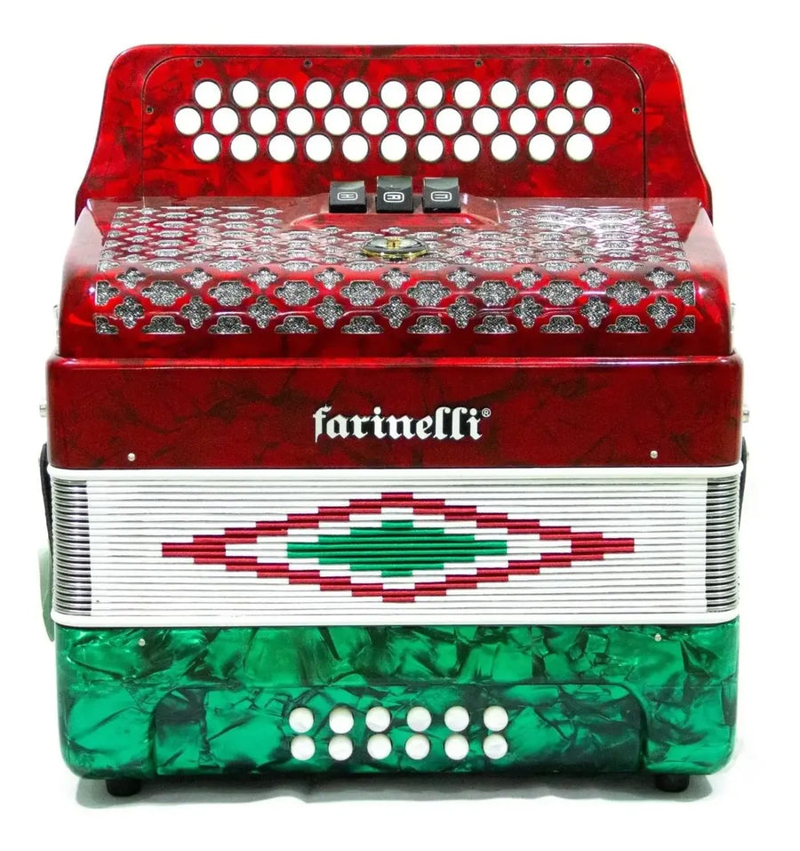 ACORDEON BOTONES SOL BANDERA 34BOTONES 12BAJ 3 REG FARINELLI 3412B
