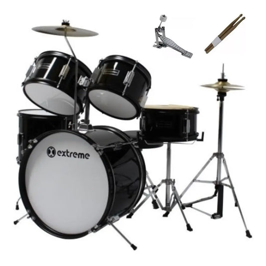 BATERIA JUNIOR NEGRA 5 PZAS ARO NEGRO  EXTREME EXBT022