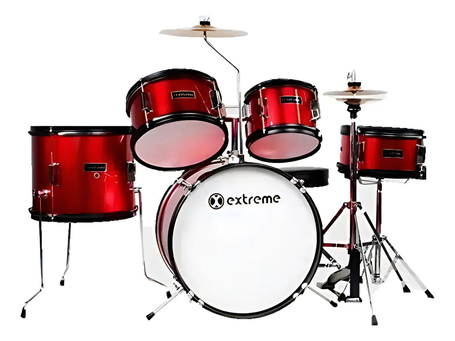BATERIA JUNIOR ROJA 5 PZAS ARO NEGRO EXTREME EXBT024