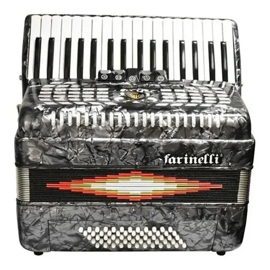 ACORDEON TECLAS GRIS 34 TECLAS 60 BAJOS 5 REGS FARINELLI 1308G