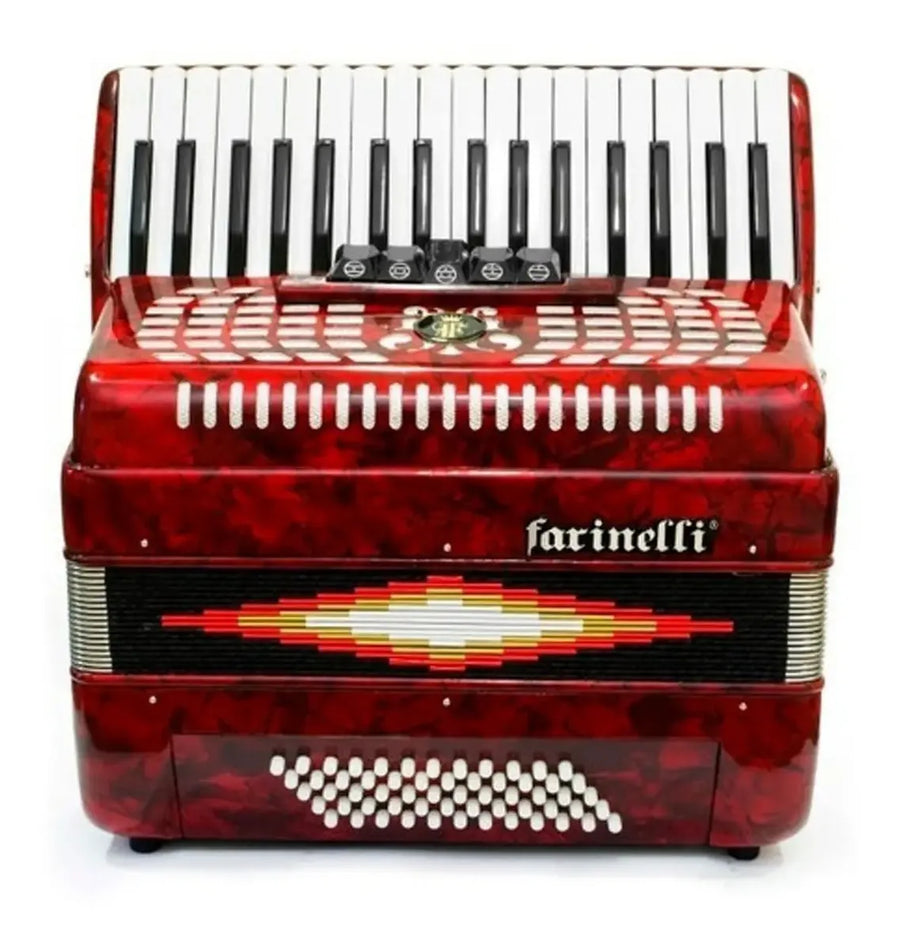 ACORDEON TECLAS ROJO 34 TECLAS 60 BAJOS 5 REGS FARINELLI 1308R