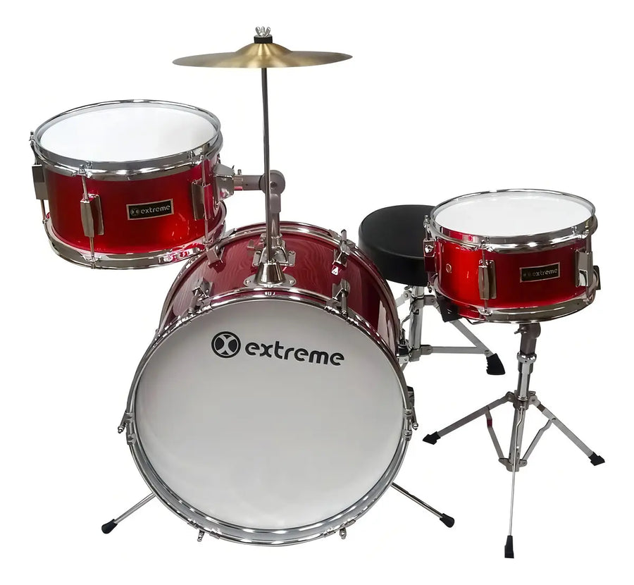 BATERIA INFANTIL ROJA METALICO 3 PZAS  EXTREME EXBT013