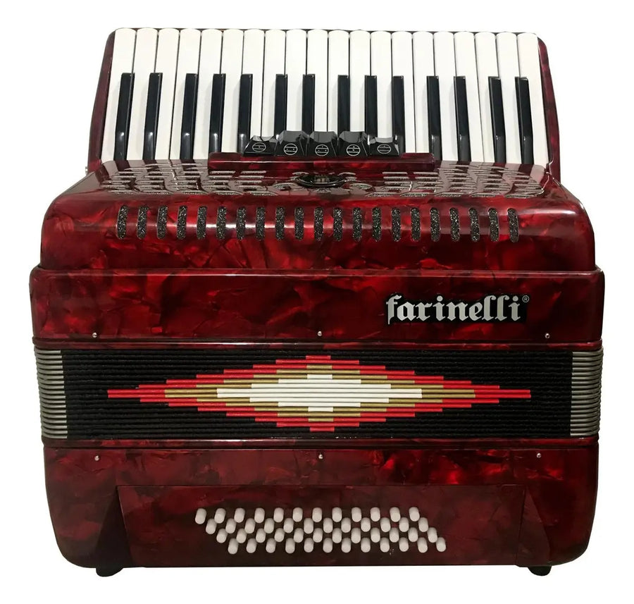 ACORDEON TECLAS ROJO 34 TECLAS 48 BAJOS 5 REGS FARINELLI 1307R