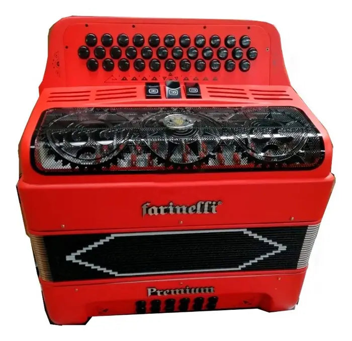 ACORDEON BOTONES FA ROJO 3 REGS FARINELLI PREMIUM 3412FRHG