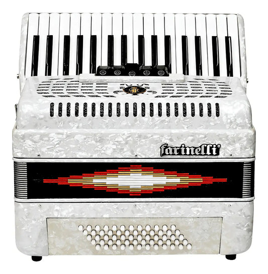 ACORDEON TECLAS BLANCO 34 TECLAS 60 BAJOS 5 REGS FARINELLI 1308W