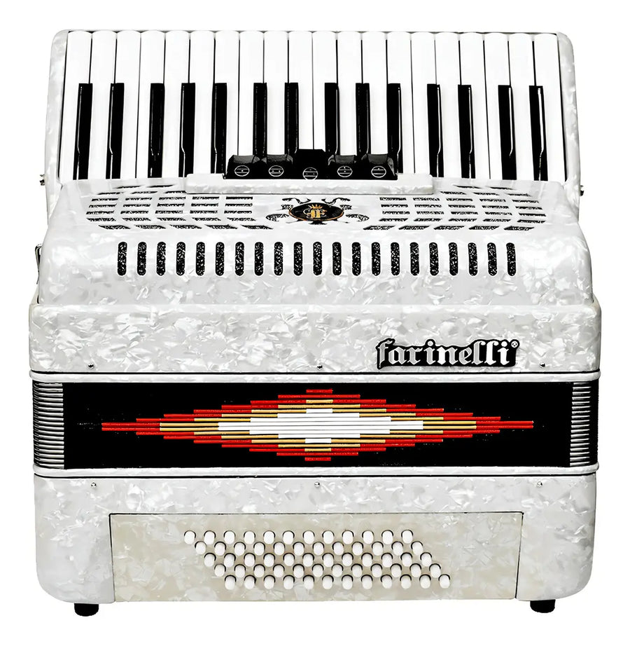 ACORDEON TECLAS BLANCO 34 TECLAS 60 BAJOS 5 REGS FARINELLI 1308W