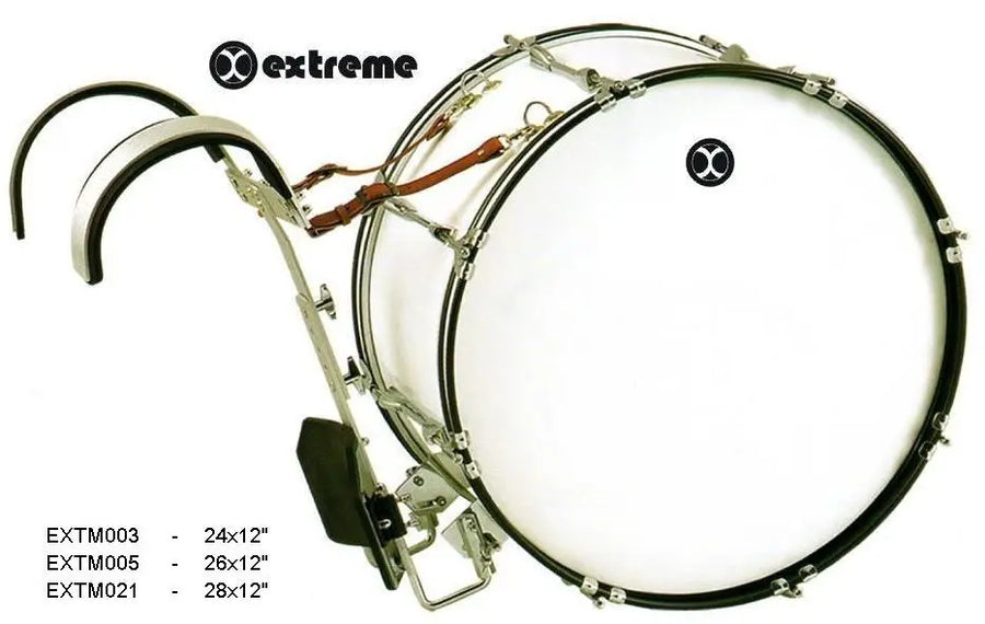 TAMBORA DE MARCHA BLANCA 26X12 8 LUGS C/ ARNES EXTREME EXTM005
