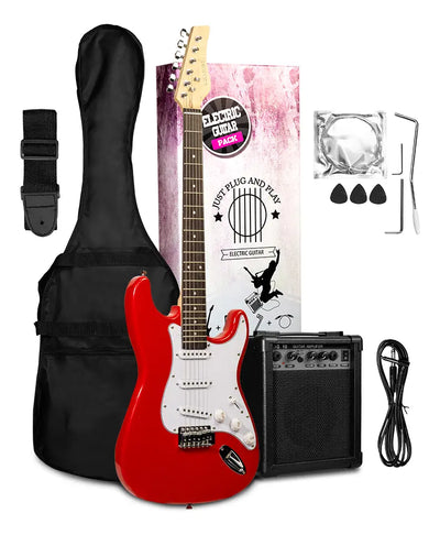 PAQUETE GUITARRA ELECTRICA STRATOCASTER ROJA GILMORE GL111PAQRD