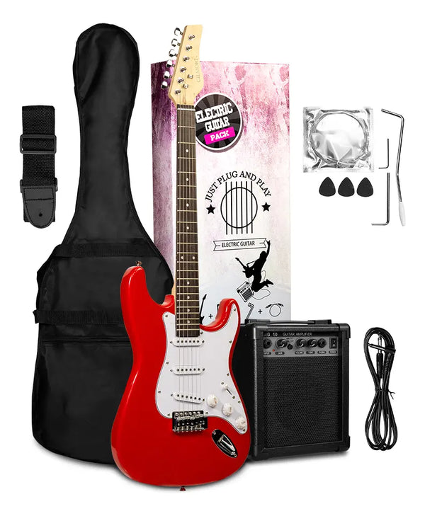 PAQUETE GUITARRA ELECTRICA STRATOCASTER ROJA GILMORE GL111PAQRD