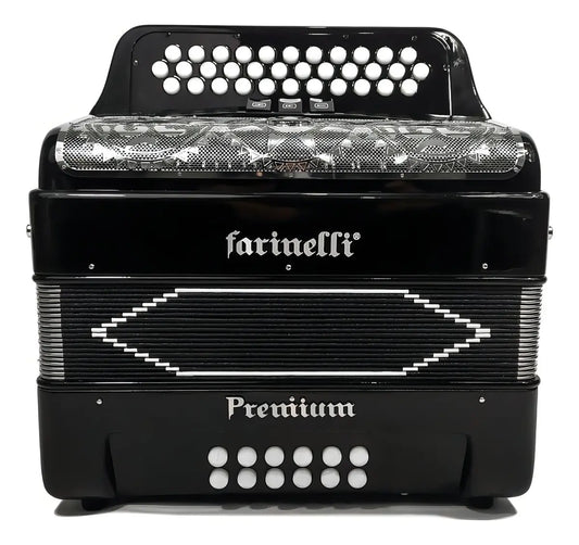 ACORDEON BOTONES FA NEGRO 3 REGS FARINELLI PREMIUM 3412FNHG