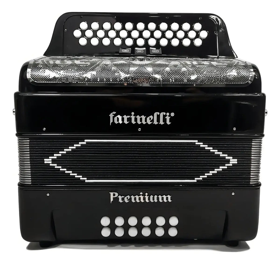 ACORDEON BOTONES FA NEGRO 3 REGS FARINELLI PREMIUM 3412FNHG