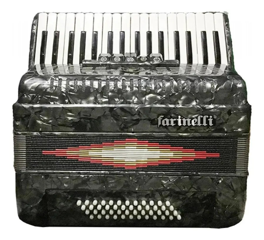 ACORDEON TECLAS GRIS 34 TECLAS 48 BAJOS 5 REGS FARINELLI 1307G