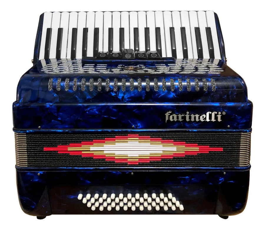 ACORDEON TECLAS AZUL 34 TECLAS 48 BAJOS 5 REGS FARINELLI 1307A