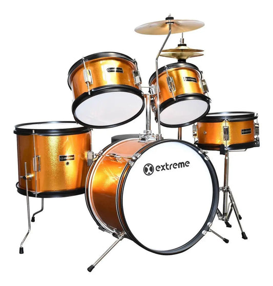 BATERIA JUNIOR NARANJA METALICO 5 PZAS ARO NEGRO EXTREME EXBT081