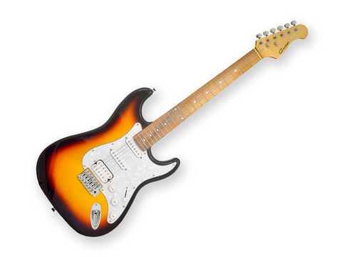 GUITARRA ELECTRICA CARAYA, SOMBREADA CON FUNDA Y TAHALI E-211 BS