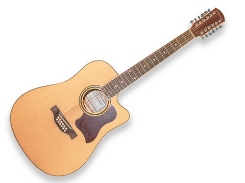 GUITARRA ELECTROACUSTICA CARAYA DE 12 CUERDAS, NATURAL CON RECORTE F-66012EQCN