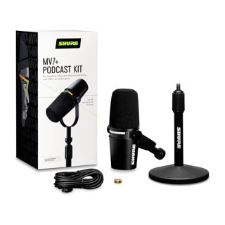 SHURE MV7+-K-BNDL Micrófono para podcast y home office color negro MV7+-K-BNDL