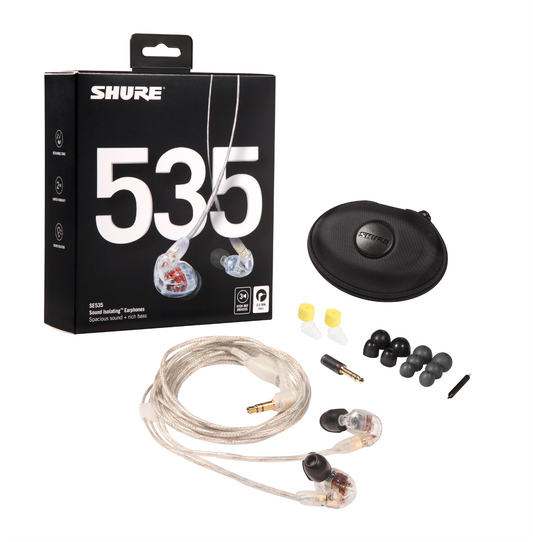 SHURE SE535 Audífonos in-ear profesionales Sound Isolating, transparentes SE535-CL
