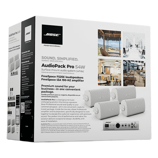 Kit All-in-One para audio Comercial | Incluye Amplificador y 4 Altavoces de Pared Freespace AUDIO-PACK-PRO-S4W